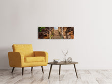 Laden Sie das Bild in den Galerie-Viewer, Panorama Leinwandbild 3-teilig Steintreppe