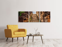 Laden Sie das Bild in den Galerie-Viewer, Panorama Leinwandbild 3-teilig Steintreppe