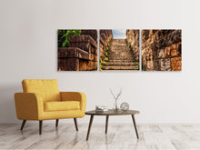 Laden Sie das Bild in den Galerie-Viewer, Panorama Leinwandbild 3-teilig Steintreppe