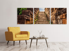 Laden Sie das Bild in den Galerie-Viewer, Panorama Leinwandbild 3-teilig Steintreppe