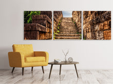 Laden Sie das Bild in den Galerie-Viewer, Panorama Leinwandbild 3-teilig Steintreppe