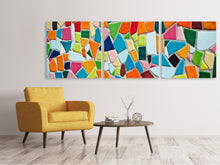 Laden Sie das Bild in den Galerie-Viewer, Panorama Leinwandbild 3-teilig Mosaik Steine