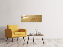 Laden Sie das Bild in den Galerie-Viewer, Panorama Leinwandbild 3-teilig Zeichen im Sand