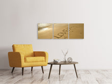 Laden Sie das Bild in den Galerie-Viewer, Panorama Leinwandbild 3-teilig Zeichen im Sand