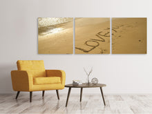 Laden Sie das Bild in den Galerie-Viewer, Panorama Leinwandbild 3-teilig Zeichen im Sand
