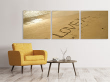 Laden Sie das Bild in den Galerie-Viewer, Panorama Leinwandbild 3-teilig Zeichen im Sand