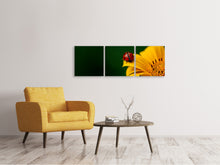 Laden Sie das Bild in den Galerie-Viewer, Panorama Leinwandbild 3-teilig Marienkäfer auf der Sonnenblume