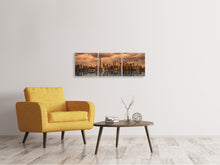Laden Sie das Bild in den Galerie-Viewer, Panorama Leinwandbild 3-teilig Toronto in der Abenddämmerung
