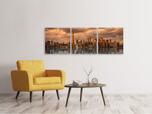 Laden Sie das Bild in den Galerie-Viewer, Panorama Leinwandbild 3-teilig Toronto in der Abenddämmerung