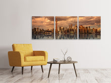 Laden Sie das Bild in den Galerie-Viewer, Panorama Leinwandbild 3-teilig Toronto in der Abenddämmerung