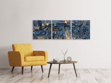 Laden Sie das Bild in den Galerie-Viewer, Panorama Leinwandbild 3-teilig Paris am Abend