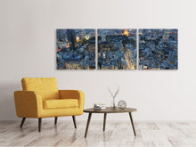 Laden Sie das Bild in den Galerie-Viewer, Panorama Leinwandbild 3-teilig Paris am Abend