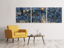 Laden Sie das Bild in den Galerie-Viewer, Panorama Leinwandbild 3-teilig Paris am Abend