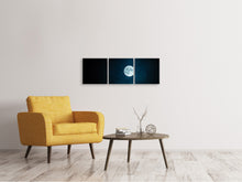 Laden Sie das Bild in den Galerie-Viewer, Panorama Leinwandbild 3-teilig Imposanter Vollmond