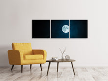 Laden Sie das Bild in den Galerie-Viewer, Panorama Leinwandbild 3-teilig Imposanter Vollmond