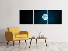 Laden Sie das Bild in den Galerie-Viewer, Panorama Leinwandbild 3-teilig Imposanter Vollmond