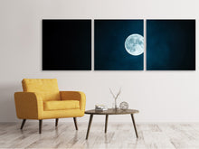 Laden Sie das Bild in den Galerie-Viewer, Panorama Leinwandbild 3-teilig Imposanter Vollmond