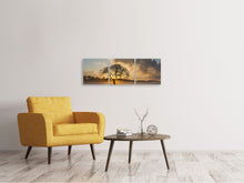 Laden Sie das Bild in den Galerie-Viewer, Panorama Leinwandbild 3-teilig Ein einsamer Baum