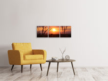 Laden Sie das Bild in den Galerie-Viewer, Panorama Leinwandbild 3-teilig Entzückender Sonnenuntergang