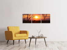 Laden Sie das Bild in den Galerie-Viewer, Panorama Leinwandbild 3-teilig Entzückender Sonnenuntergang