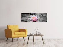 Laden Sie das Bild in den Galerie-Viewer, Panorama Leinwandbild 3-teilig Die Kunst der Seerose