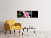 Laden Sie das Bild in den Galerie-Viewer, Panorama Leinwandbild 3-teilig Calla in lila
