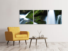 Laden Sie das Bild in den Galerie-Viewer, Panorama Leinwandbild 3-teilig Wilder Wasserfall