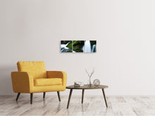 Laden Sie das Bild in den Galerie-Viewer, Panorama Leinwandbild 3-teilig Wilder Wasserfall