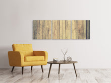 Laden Sie das Bild in den Galerie-Viewer, Panorama Leinwandbild 3-teilig Bretter Wand
