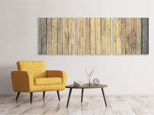 Laden Sie das Bild in den Galerie-Viewer, Panorama Leinwandbild 3-teilig Bretter Wand