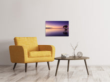 Laden Sie das Bild in den Galerie-Viewer, Leinwandbild Sonnenuntergang am Baum im Wasser