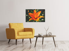 Laden Sie das Bild in den Galerie-Viewer, Leinwandbild Lilien Blüte in orange XL