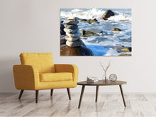 Laden Sie das Bild in den Galerie-Viewer, Leinwandbild Steinstapel am Meer