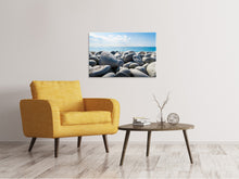 Laden Sie das Bild in den Galerie-Viewer, Leinwandbild Strand Steine