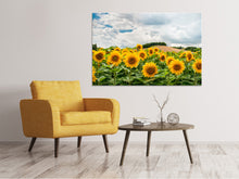 Laden Sie das Bild in den Galerie-Viewer, Leinwandbild Landschaft mit Sonnenblumen