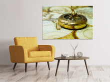 Laden Sie das Bild in den Galerie-Viewer, Leinwandbild Goldener Kompass