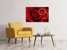 Laden Sie das Bild in den Galerie-Viewer, Leinwandbild Eheringe auf der Rose