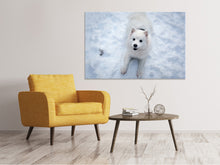 Laden Sie das Bild in den Galerie-Viewer, Leinwandbild Hunde Freude im Schnee