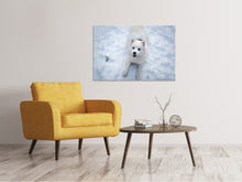 Laden Sie das Bild in den Galerie-Viewer, Leinwandbild Hunde Freude im Schnee