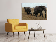 Laden Sie das Bild in den Galerie-Viewer, Leinwandbild Elefanten Familie