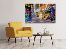 Laden Sie das Bild in den Galerie-Viewer, Leinwandbild Häuser mit Graffiti
