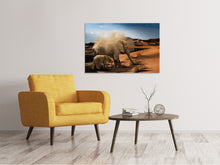 Laden Sie das Bild in den Galerie-Viewer, Leinwandbild Elefanten in der Wüste