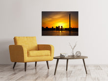 Laden Sie das Bild in den Galerie-Viewer, Leinwandbild Skyline Düsseldorf bei Sonnenuntergang