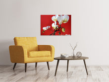 Laden Sie das Bild in den Galerie-Viewer, Leinwandbild Weisse Orchideen auf roter Wand
