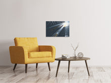 Laden Sie das Bild in den Galerie-Viewer, Leinwandbild Hubschrauber über Wolkenkratzer