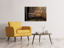 Laden Sie das Bild in den Galerie-Viewer, Leinwandbild Holzbank im Wald