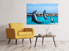 Laden Sie das Bild in den Galerie-Viewer, Leinwandbild 3 Delfine