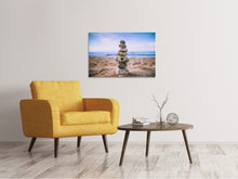 Laden Sie das Bild in den Galerie-Viewer, Leinwandbild Steinstapel am Strand
