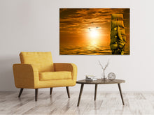 Laden Sie das Bild in den Galerie-Viewer, Leinwandbild Segelschiff im Sonnenuntergang