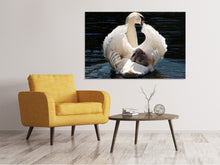 Laden Sie das Bild in den Galerie-Viewer, Leinwandbild Mama und Baby Schwan